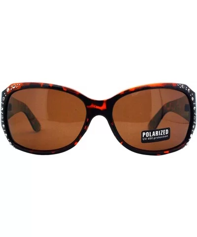 Womens Polarized Lens Sunglasses Rhinestones Rectangular Fashion Shades - Tortoise - CM188I85EMA $16.91 Rectangular