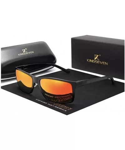 Genuine adjustable sunglasses rectangular men polarized UV400 Ultra light Al-Mg - Black/Red - CN18QI0ORMG $55.11 Rectangular