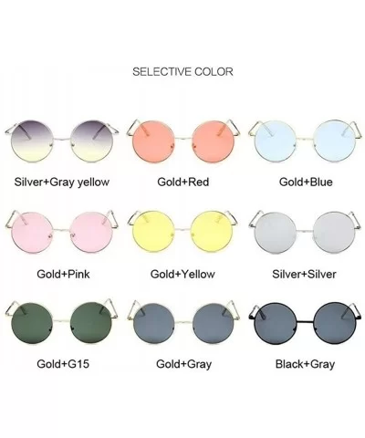 Retro Round Sunglasses Women Vintage Small Unisex Metal Frame Color Lenses Sun Glasses Female UV400 - CQ198UEDEOT $14.83 Round