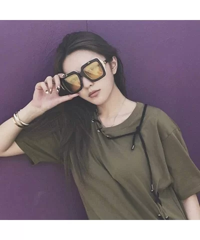 Sun Glasses Oversized Square Flip Up Sun Glasses Vintage Retro Double Lens Style Shades-Yellow - CQ199HX4WHG $52.43 Oversized