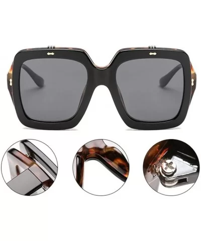 Sun Glasses Oversized Square Flip Up Sun Glasses Vintage Retro Double Lens Style Shades-Yellow - CQ199HX4WHG $52.43 Oversized