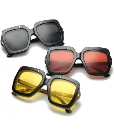 Sun Glasses Oversized Square Flip Up Sun Glasses Vintage Retro Double Lens Style Shades-Yellow - CQ199HX4WHG $52.43 Oversized