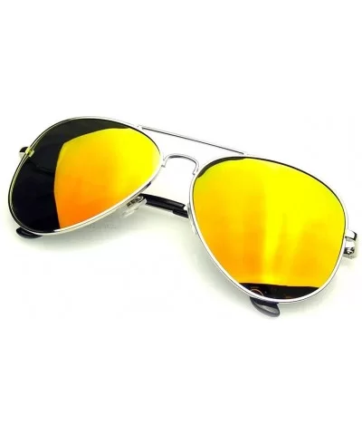 Aviator Sunglasses Vintage Mirror Lens New Men Women Fashion Frame Retro Pilot - Polarized Lens - Silver Red - CN12NRQE5JM $1...