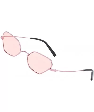 Sunglasses Small Rectangle Sunglasses Metal Frame Cat Eye Sun Glasses Goggles - Pink - CL18QQSSDTG $9.33 Goggle