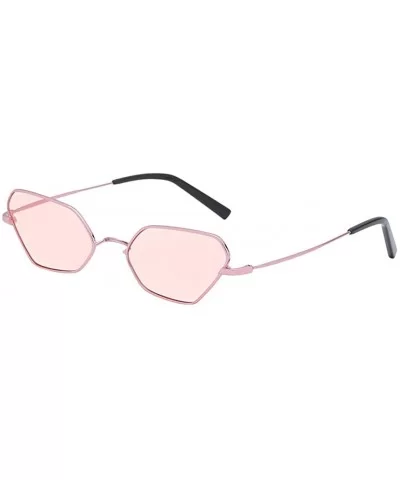 Sunglasses Small Rectangle Sunglasses Metal Frame Cat Eye Sun Glasses Goggles - Pink - CL18QQSSDTG $9.33 Goggle