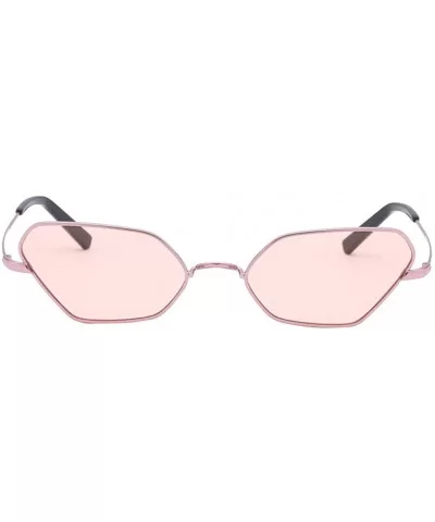 Sunglasses Small Rectangle Sunglasses Metal Frame Cat Eye Sun Glasses Goggles - Pink - CL18QQSSDTG $9.33 Goggle