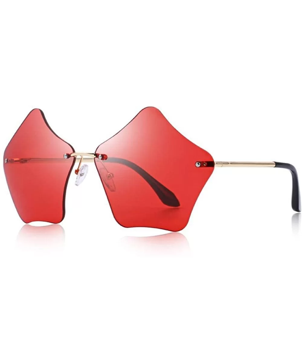 DESIGN Women Rimless Sunglasses Gradient Lens UV400 Protection S6173 C08 Brown - C05 Red - CP18YQUQS0C $18.60 Rimless