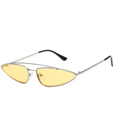 Unisex Flat Top Small Triangle Metal Fram Sunglasses for men/Women Cat Eye Vintage Sun Glasses UV400 - CT1987GGYYL $10.39 Cat...