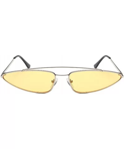 Unisex Flat Top Small Triangle Metal Fram Sunglasses for men/Women Cat Eye Vintage Sun Glasses UV400 - CT1987GGYYL $10.39 Cat...