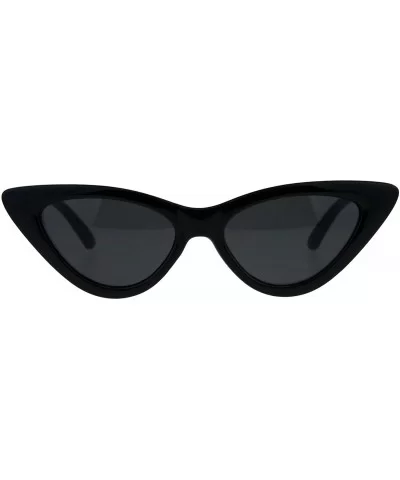 Womens Trendy Minimal Squared Cat Eye Mod Plastic Goth Sunglasses - All Black - CQ18E4I9EY3 $13.81 Square