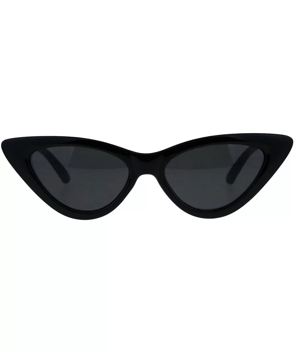 Womens Trendy Minimal Squared Cat Eye Mod Plastic Goth Sunglasses - All Black - CQ18E4I9EY3 $13.81 Square