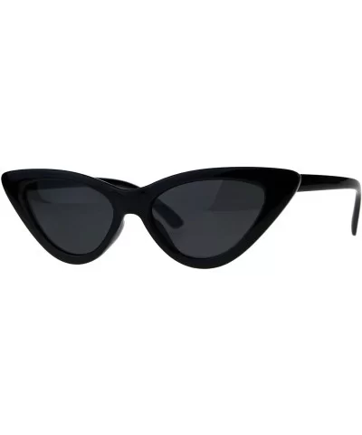 Womens Trendy Minimal Squared Cat Eye Mod Plastic Goth Sunglasses - All Black - CQ18E4I9EY3 $13.81 Square