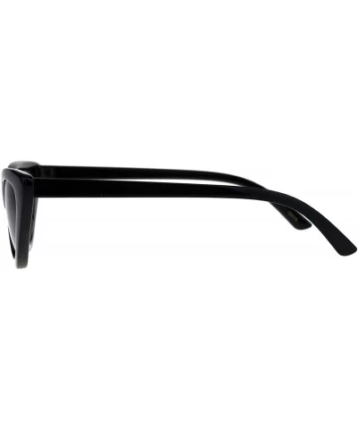 Womens Trendy Minimal Squared Cat Eye Mod Plastic Goth Sunglasses - All Black - CQ18E4I9EY3 $13.81 Square