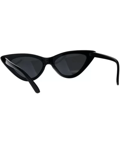 Womens Trendy Minimal Squared Cat Eye Mod Plastic Goth Sunglasses - All Black - CQ18E4I9EY3 $13.81 Square