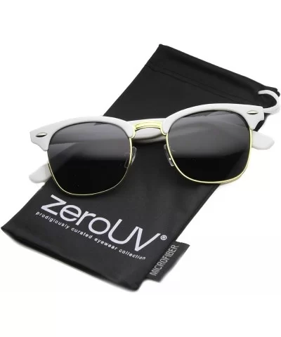 Half Frame Semi-Rimless Horn Rimmed Sunglasses - Color - White / Smoke - C711UK9HUR9 $15.33 Wayfarer