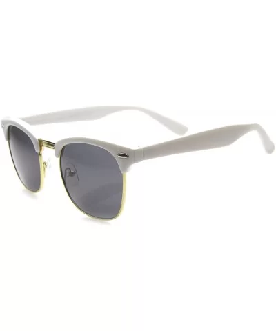 Half Frame Semi-Rimless Horn Rimmed Sunglasses - Color - White / Smoke - C711UK9HUR9 $15.33 Wayfarer