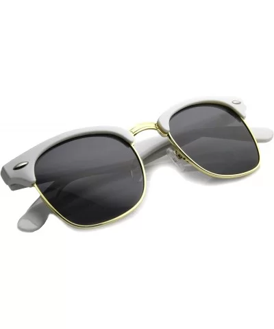 Half Frame Semi-Rimless Horn Rimmed Sunglasses - Color - White / Smoke - C711UK9HUR9 $15.33 Wayfarer