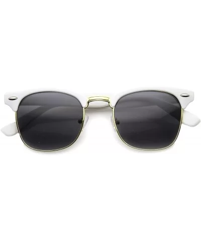 Half Frame Semi-Rimless Horn Rimmed Sunglasses - Color - White / Smoke - C711UK9HUR9 $15.33 Wayfarer