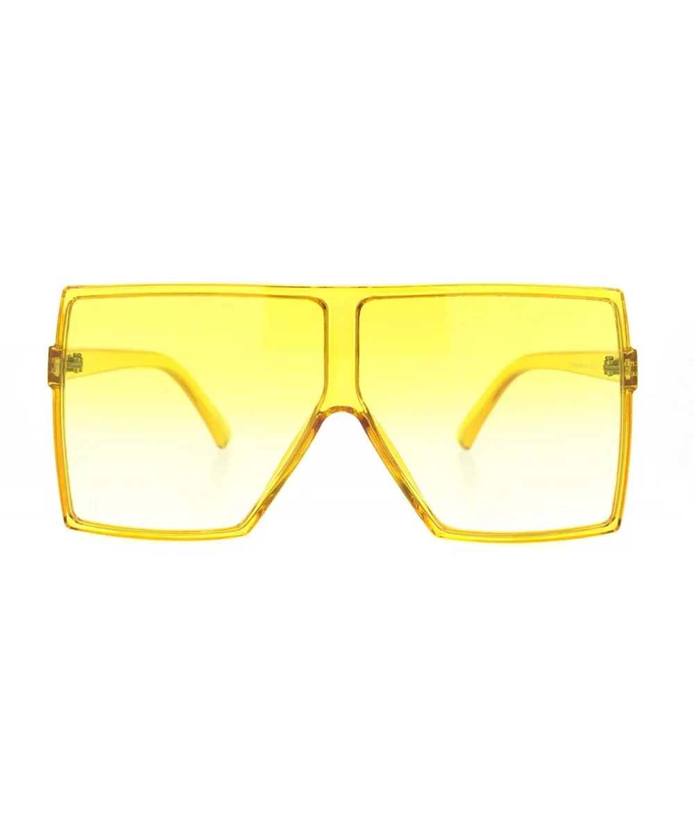 Unique Oversize Retro Squared Rectangular Plastic Mobster Sunglasses - Yellow - C118MI38SCX $16.70 Oversized