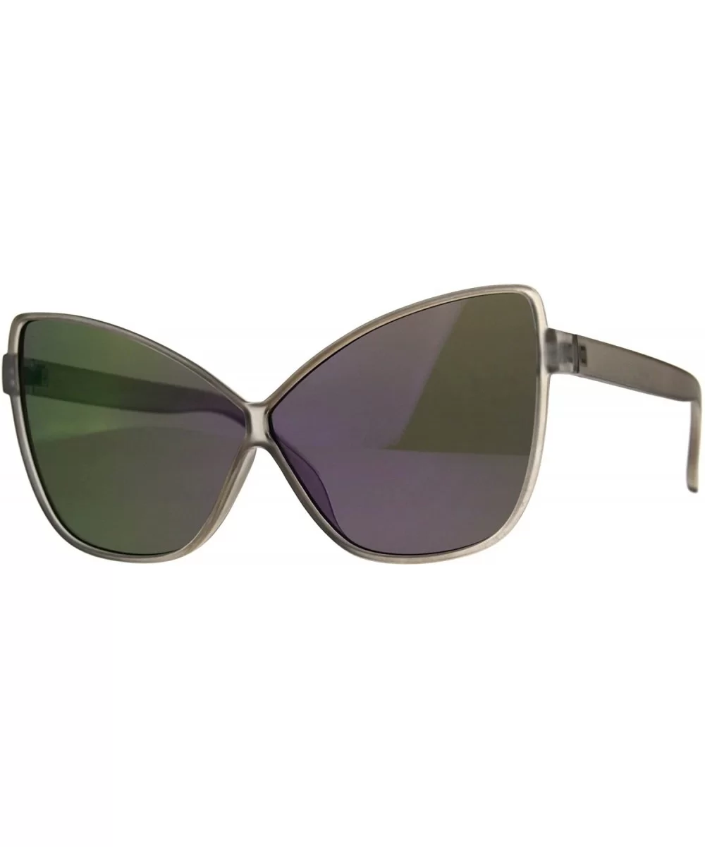 Womens Oversized Sunglasses Square Cateye Butterfly Frame Mirror Lens - Grey (Purple Mirror) - CJ18DCQCWOU $13.96 Butterfly