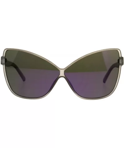 Womens Oversized Sunglasses Square Cateye Butterfly Frame Mirror Lens - Grey (Purple Mirror) - CJ18DCQCWOU $13.96 Butterfly