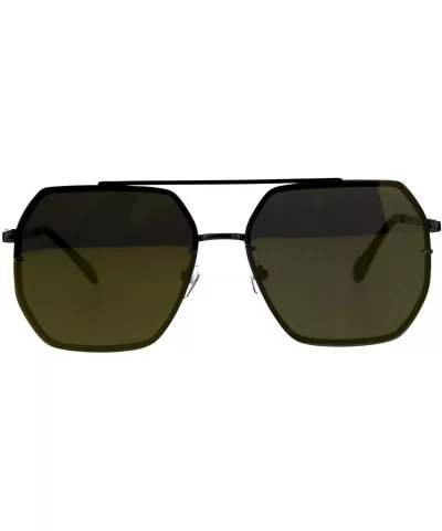 Mens Rimless Oversize Designer Fashion Metal Rim Mirror Lens Sunglasses - Gunmetal Gold - CZ18CML2LQA $19.88 Square