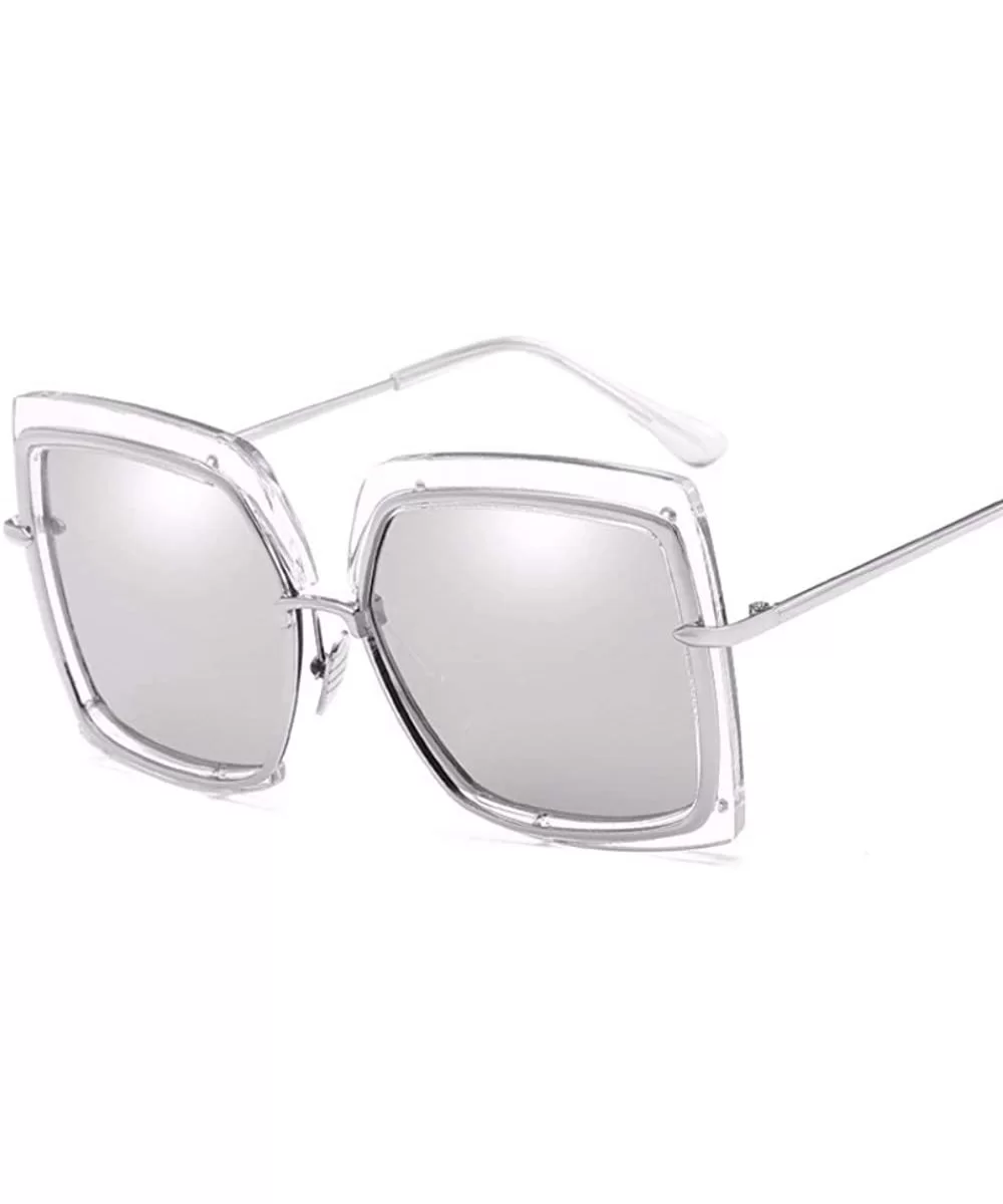 Sunglasses Metal Inner Ring Sunglasses Fashionable Half-frame Women's Anti-ultraviolet - A - C718Q0HRQOD $42.78 Oversized