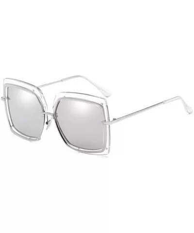 Sunglasses Metal Inner Ring Sunglasses Fashionable Half-frame Women's Anti-ultraviolet - A - C718Q0HRQOD $42.78 Oversized