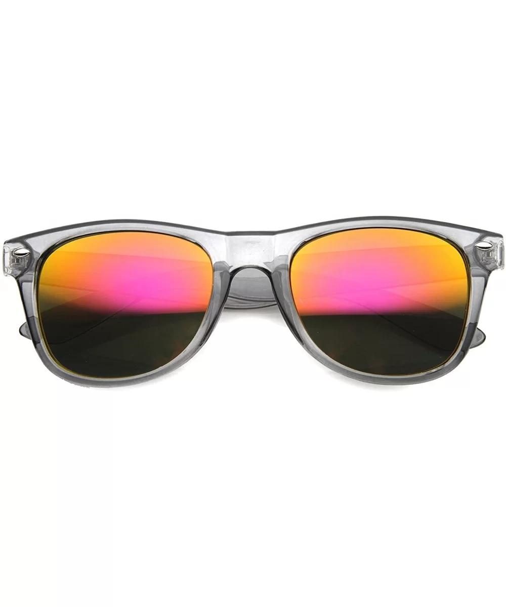 Iconic Translucent Frame Square Colored Mirror Lens Horn Rimmed Sunglasses 53mm - Grey / Magenta - CE126OMSVN7 $12.02 Wayfarer