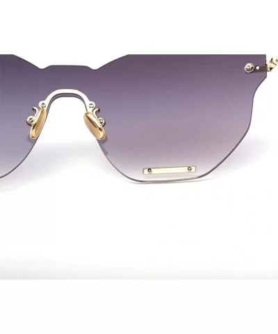 Oversized Sunglasses for Women - Driving Sunglasses with Rimless Design Personality - Blue - C718WSDC2QA $28.54 Rimless