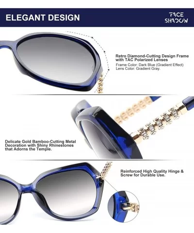 Classic Oversized Polarized Sunglasses for Women - Rhinestone Frame Sun Glasses UV400 Protection - Blue - C918WLT8TY4 $14.44 ...