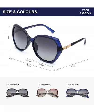 Classic Oversized Polarized Sunglasses for Women - Rhinestone Frame Sun Glasses UV400 Protection - Blue - C918WLT8TY4 $14.44 ...