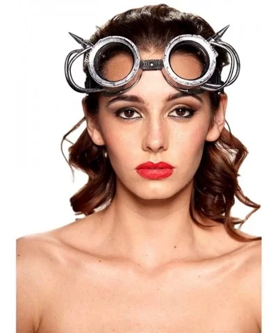 Steampunk Goggles (One Size Fits Most) - Silver-cog-spike-tube - C918GQ7SWRO $22.29 Goggle