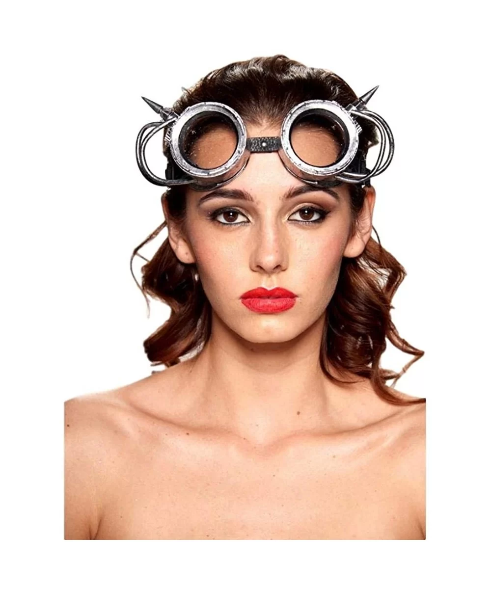 Steampunk Goggles (One Size Fits Most) - Silver-cog-spike-tube - C918GQ7SWRO $22.29 Goggle