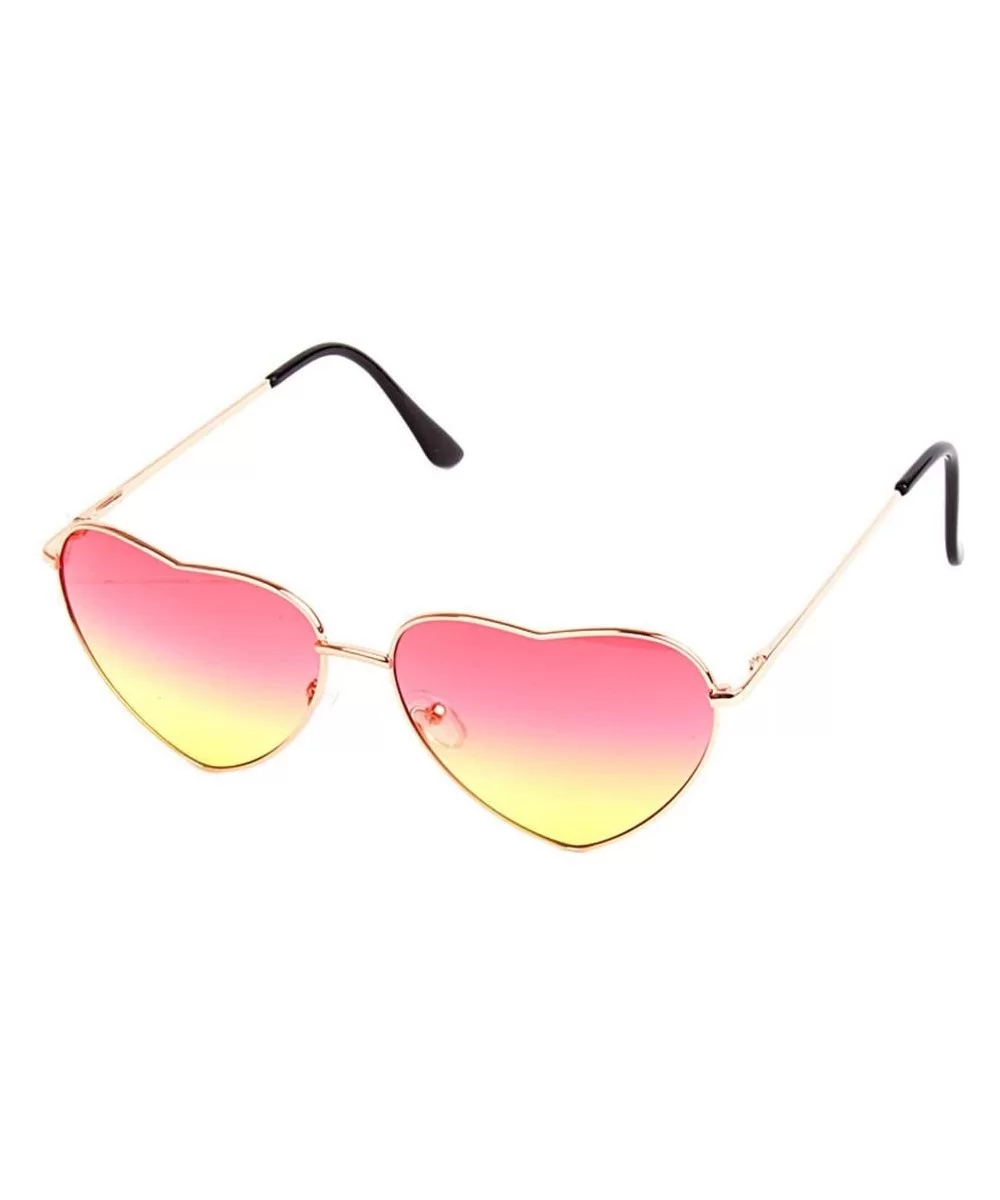 Women's Heart Shaped Colored Lens Sunglasses Retro Summer Eyeglasses for Traveling Red Yellow - Red Yellow - CR18H24KGRT $11....