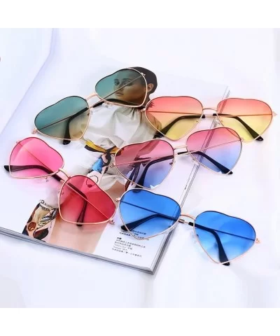 Women's Heart Shaped Colored Lens Sunglasses Retro Summer Eyeglasses for Traveling Red Yellow - Red Yellow - CR18H24KGRT $11....