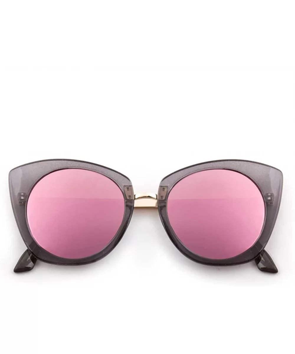 Flat Lens Fashion Cateye Multicolored Oversized Sunglasses"Milan" (Grey - As Shown) - CU12NAD1WC6 $24.98 Oversized