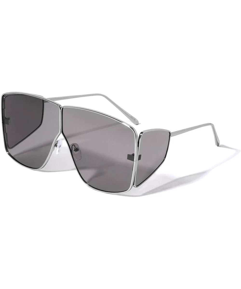 Oversize Double Lens Side Shield Fashion Sunglasses - Gray - C6196L2T2K0 $21.41 Oversized