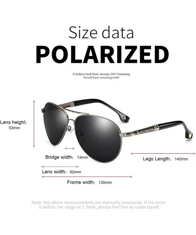 Classic Sunglasses Polarized Pilot Metal Frame 6 Color Golf Phishing Shading Mirror - Gunmetal - CP1867UZYYW $17.07 Aviator