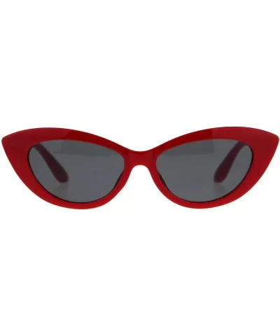 Womens Mod Retro Goth Plastic Cat Eye Minimal Sunglasses - Red Black - CI18CMRXLTT $12.94 Cat Eye