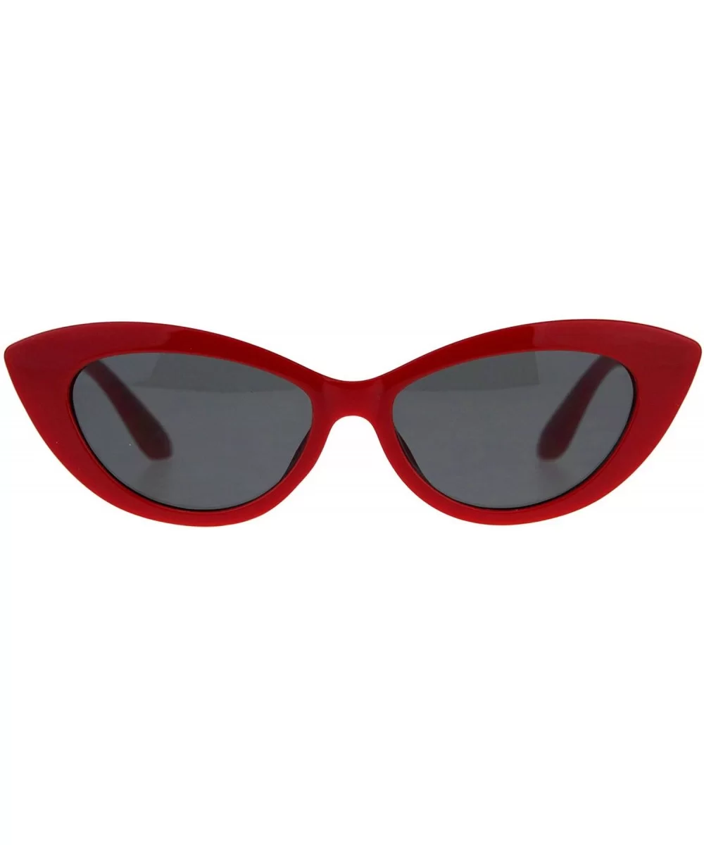 Womens Mod Retro Goth Plastic Cat Eye Minimal Sunglasses - Red Black - CI18CMRXLTT $12.94 Cat Eye