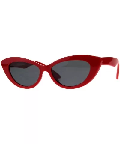 Womens Mod Retro Goth Plastic Cat Eye Minimal Sunglasses - Red Black - CI18CMRXLTT $12.94 Cat Eye