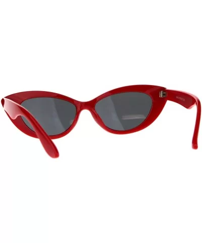 Womens Mod Retro Goth Plastic Cat Eye Minimal Sunglasses - Red Black - CI18CMRXLTT $12.94 Cat Eye