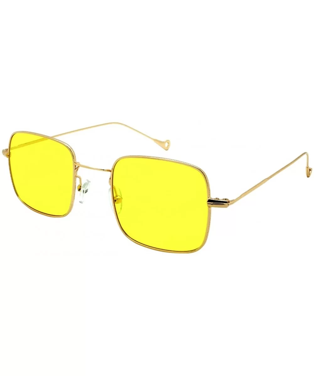 Square Diamond Shaped Framed Sunglasses with Tinted Lens EC302&306 - Ec306 Gold Frame/Yellow Lens - C91832DS8L5 $11.77 Square