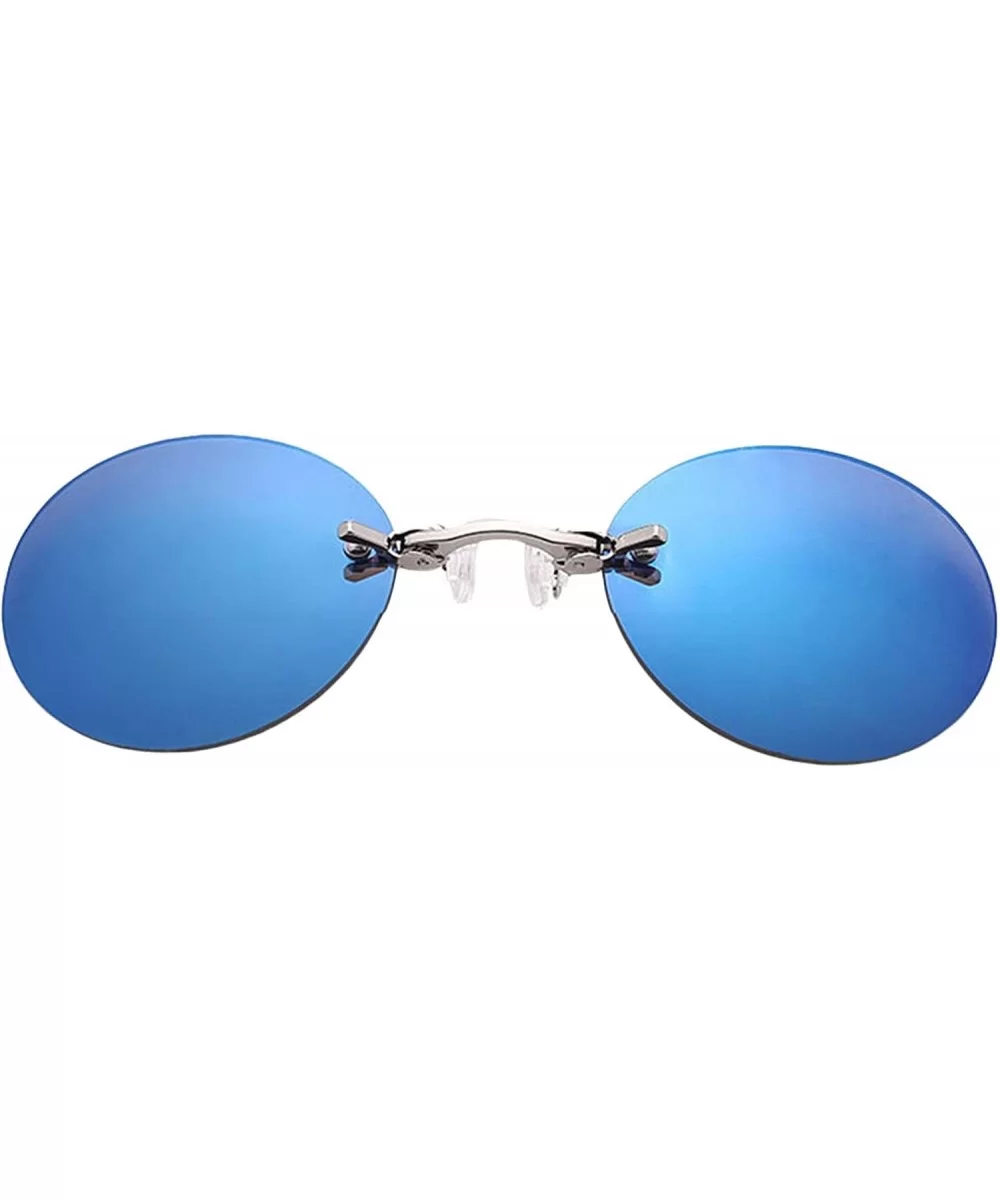 Polarized Sunglasses Clip on Glasses Small Round Lens Glasses - Blue - CR18OACLGXT $34.66 Round