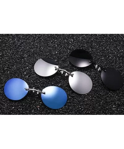 Polarized Sunglasses Clip on Glasses Small Round Lens Glasses - Blue - CR18OACLGXT $34.66 Round