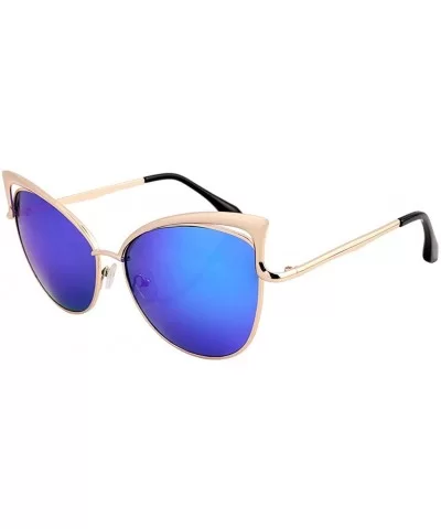 Sexy Cateye Women Sunglasses Metal Frame Flat Mirrored Lens B1980 - Purple - CJ12MX2Y77V $12.60 Cat Eye