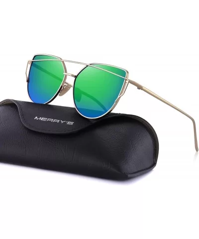 Fashion Women Cat Eye Sunglasses Coating Mirror Lens Sun glasses UV400 S7882 - Gold&green - CJ12MZDAM91 $16.78 Cat Eye