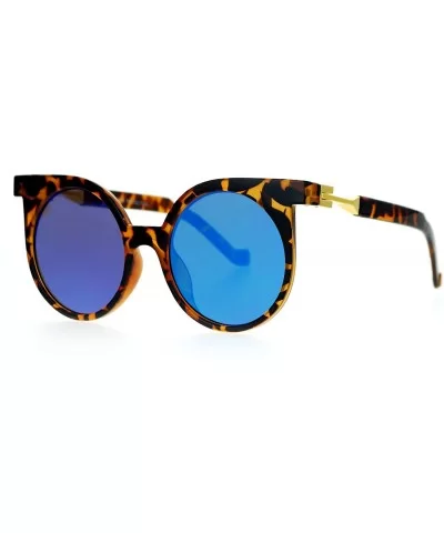 Womens Trendy Runway Mirrored Lens 80's Thick Plastic Cat Eye Sunglasses - Tortoise Teal - CA120IUQW4V $17.26 Cat Eye