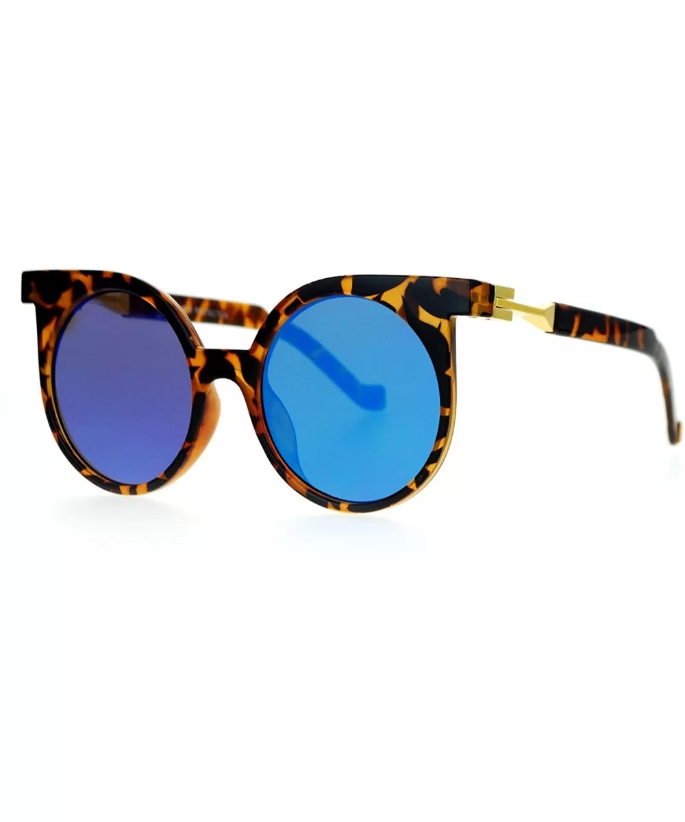 Womens Trendy Runway Mirrored Lens 80's Thick Plastic Cat Eye Sunglasses - Tortoise Teal - CA120IUQW4V $17.26 Cat Eye